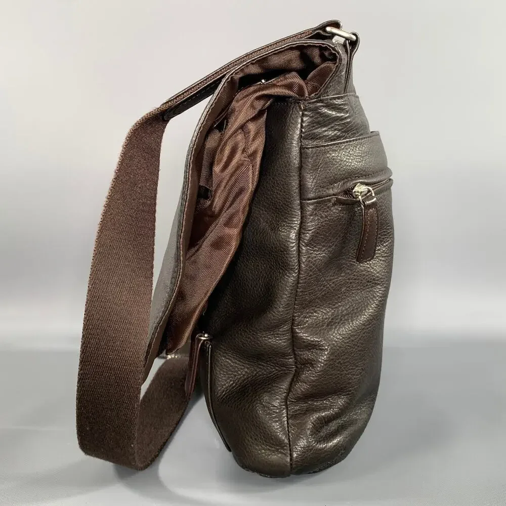 FREE PEOPLE Brown Crackled Leather Shoulder Bag
